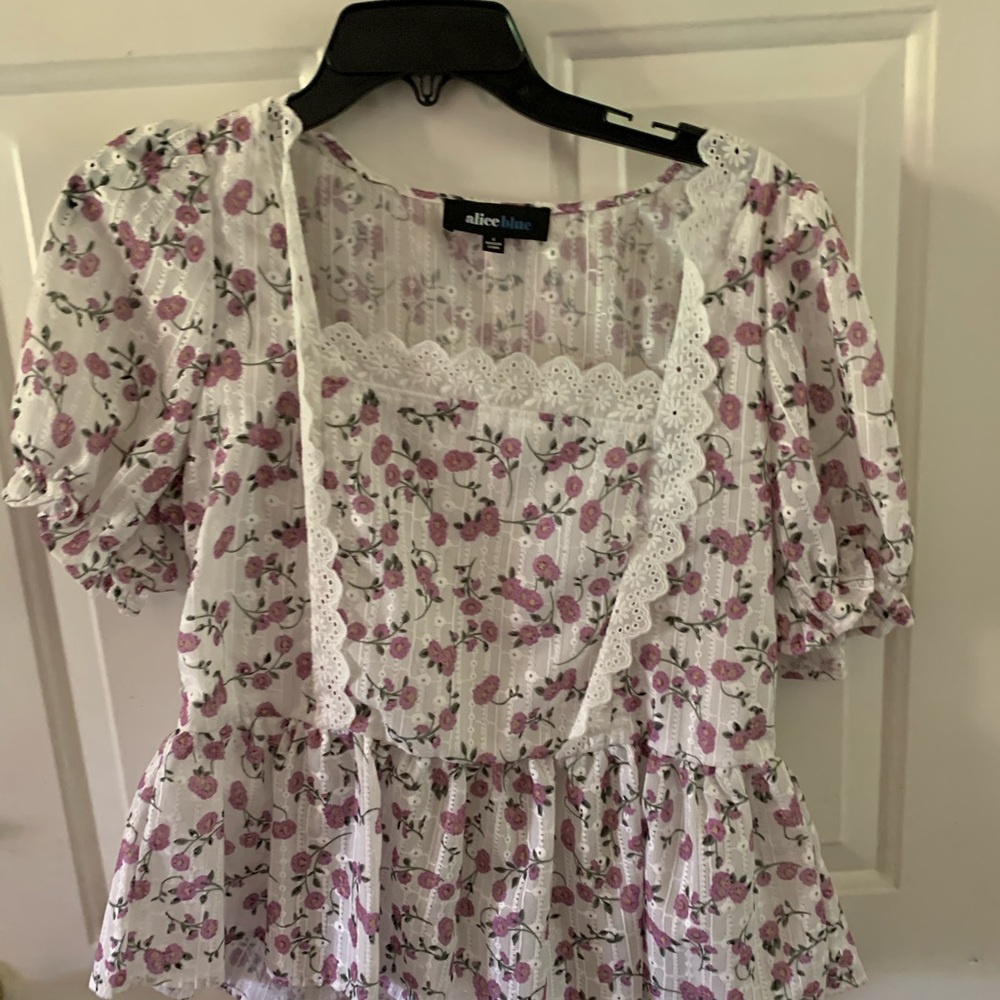 Purple and white eyelet shirt